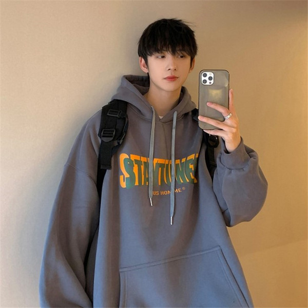 Hanorac larg pentru bărbați cu inscripție și glugă în patru culori