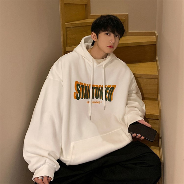 Hanorac larg pentru bărbați cu inscripție și glugă în patru culori