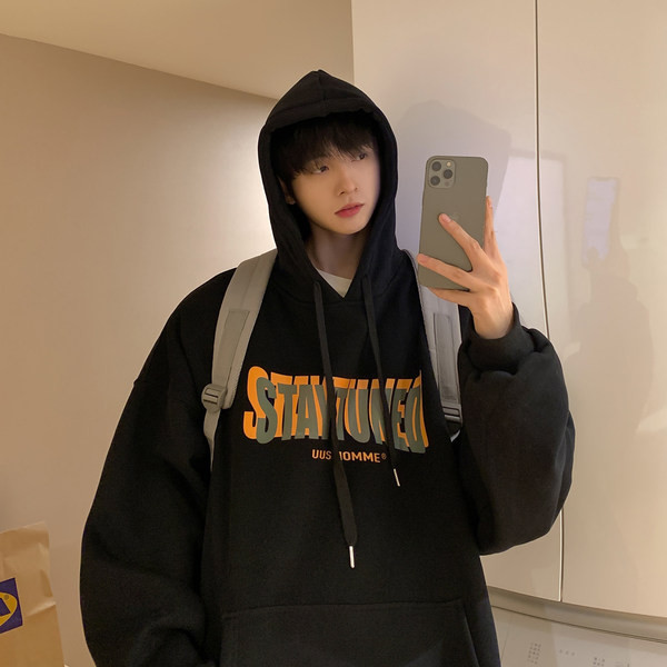 Hanorac larg pentru bărbați cu inscripție și glugă în patru culori