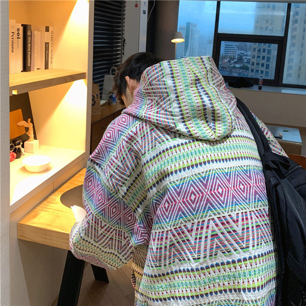 Värviline tõmbluku ja kapuutsiga meeste dressipluus