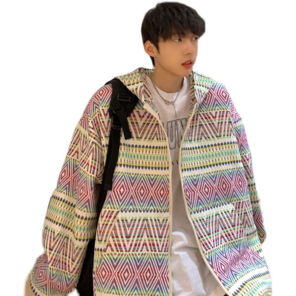 Värviline tõmbluku ja kapuutsiga meeste dressipluus