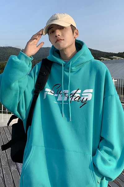 Lai kapuutsiga ja pealdisega meeste dressipluus