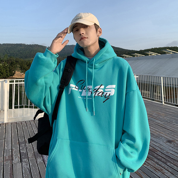 Lai kapuutsiga ja pealdisega meeste dressipluus