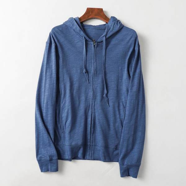 Hanorac casual monocolor cu fermoar si gluga pentru barbati