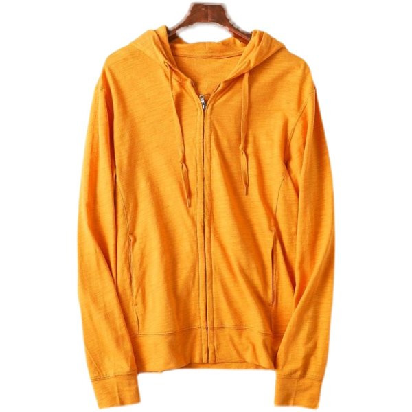 Hanorac casual monocolor cu fermoar si gluga pentru barbati