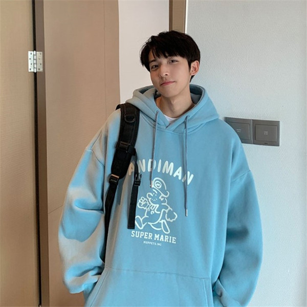 Φαρδύ ανδρικό φούτερ με επιγραφή και κουκούλα