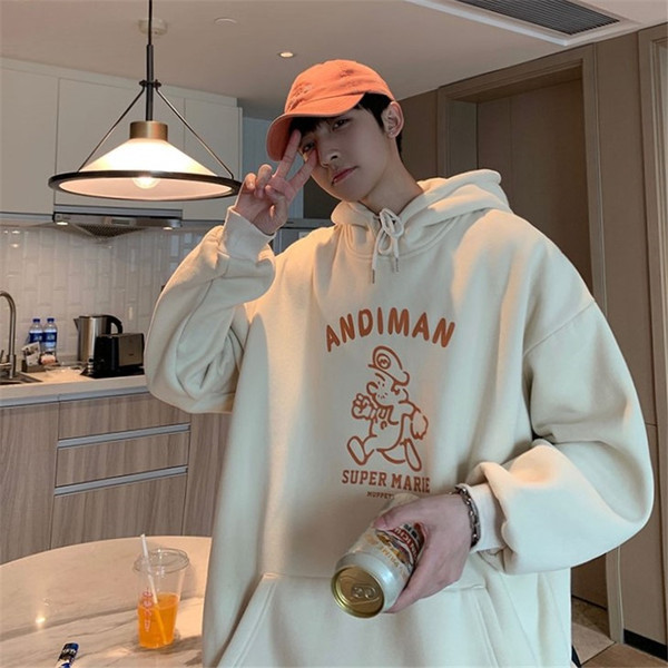 Φαρδύ ανδρικό φούτερ με επιγραφή και κουκούλα