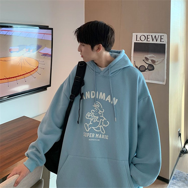 Φαρδύ ανδρικό φούτερ με επιγραφή και κουκούλα