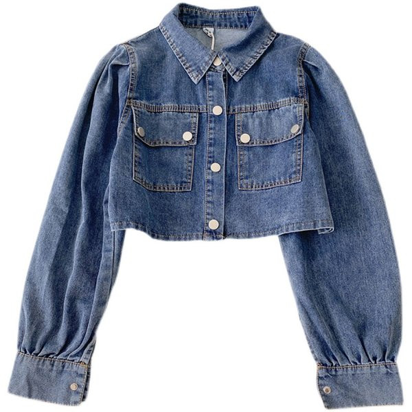 Naiste taskute ja nööpidega teksajakk - lai mudel