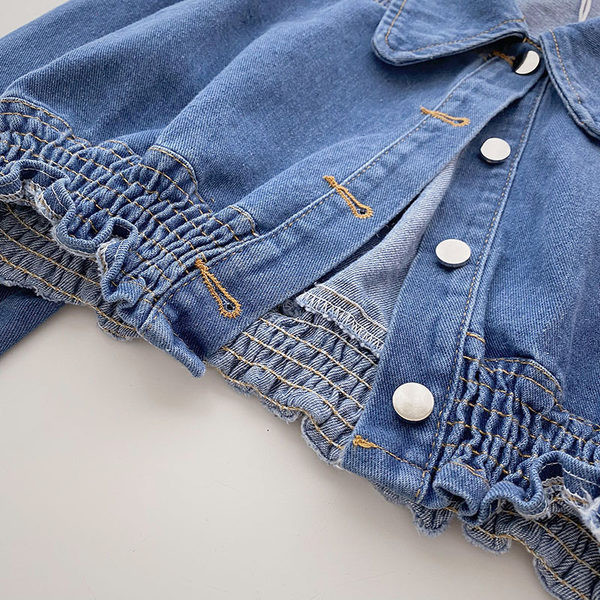 Дънково дамско яке с копчета и ластик