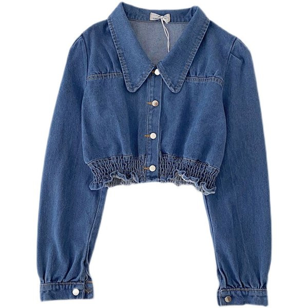 Дънково дамско яке с копчета и ластик