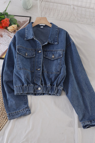 Дънково дамско есенно яке с копчета