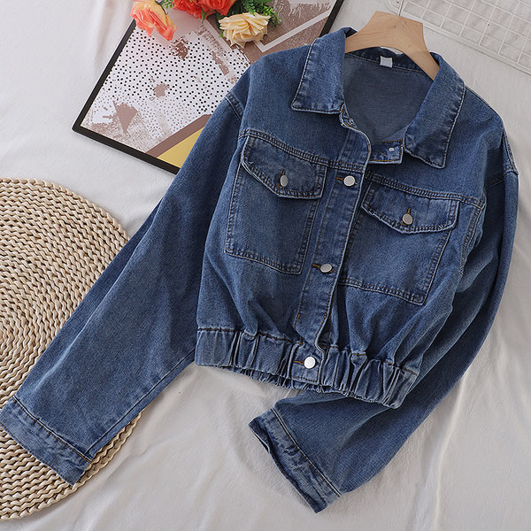 Дънково дамско есенно яке с копчета