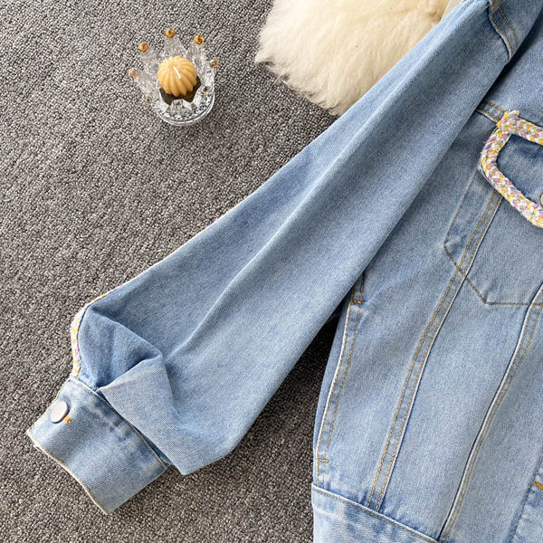 Naiste klassikalise kraega teksajakk - sinine värv