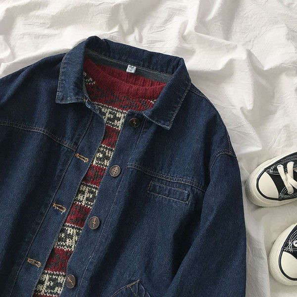 Νέο μοντέλο τζιν μπουφάν με τσέπες και κουμπιά