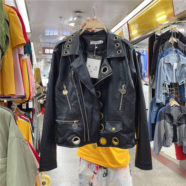 Uue mudeli metallsõrmustega naiste nahktagi