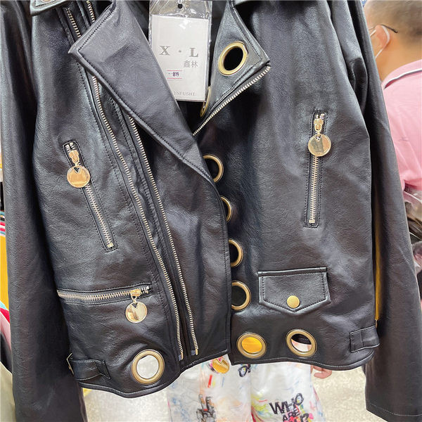 Uue mudeli metallsõrmustega naiste nahktagi