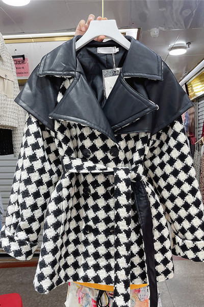 Uus mudel naiste vööga jakk must-valge