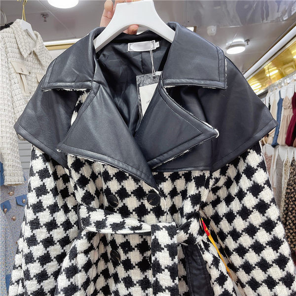 Uus mudel naiste vööga jakk must-valge