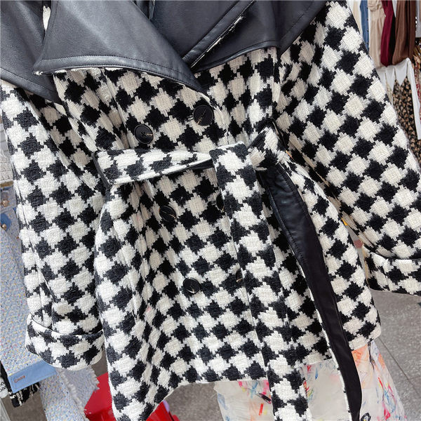 Uus mudel naiste vööga jakk must-valge