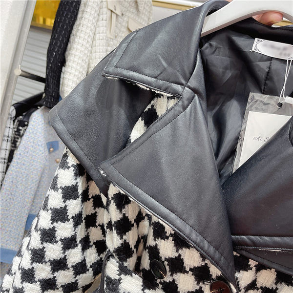 Uus mudel naiste vööga jakk must-valge