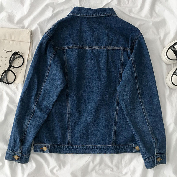 Ευρύ μοντέλο τζιν μπουφάν με τσέπες