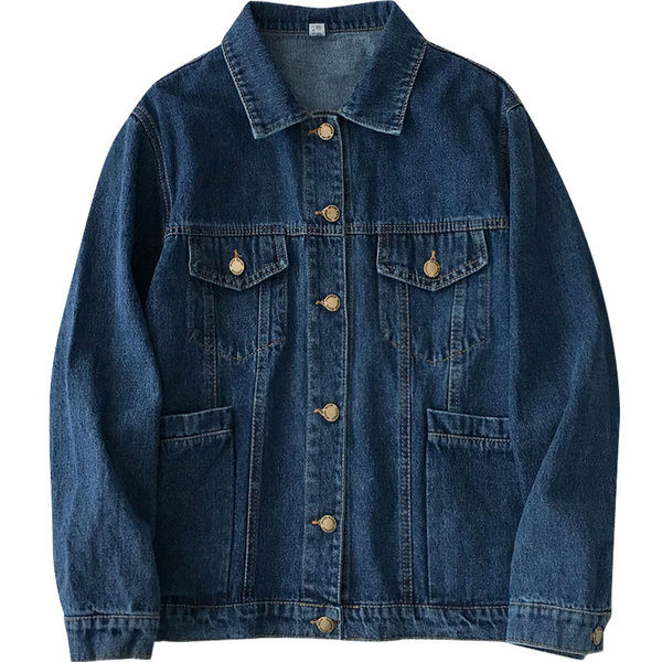 Ευρύ μοντέλο τζιν μπουφάν με τσέπες