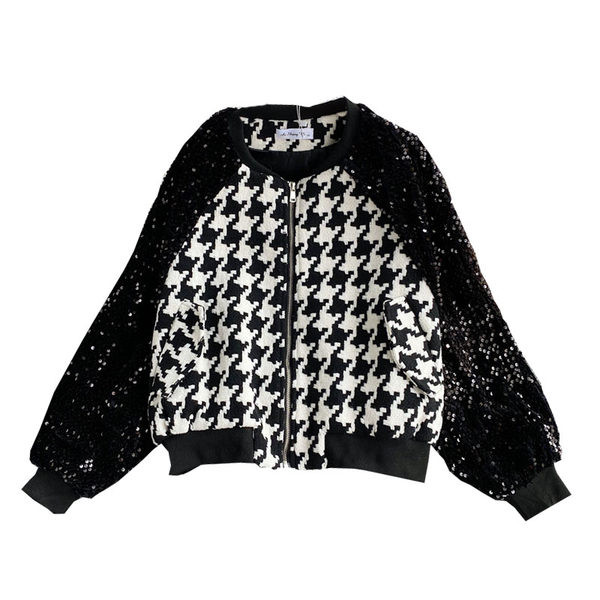 Ženska jakna s patentnim zatvaračem i šljokicama