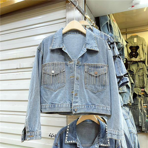 Alkalmi női farmerdzseki kék színben