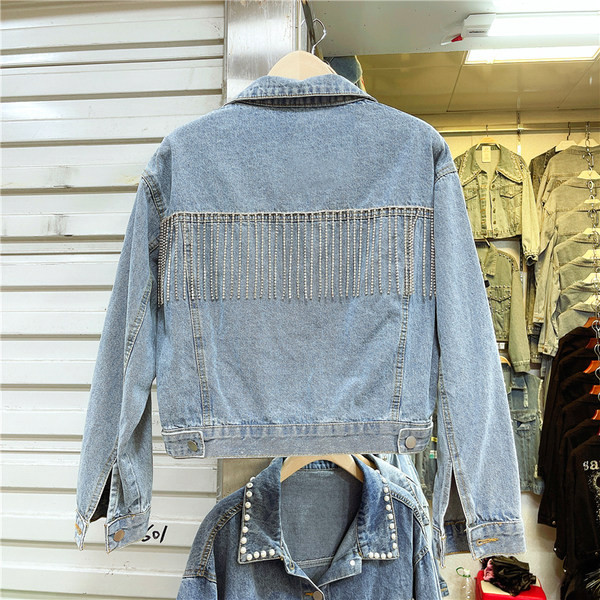 Alkalmi női farmerdzseki kék színben