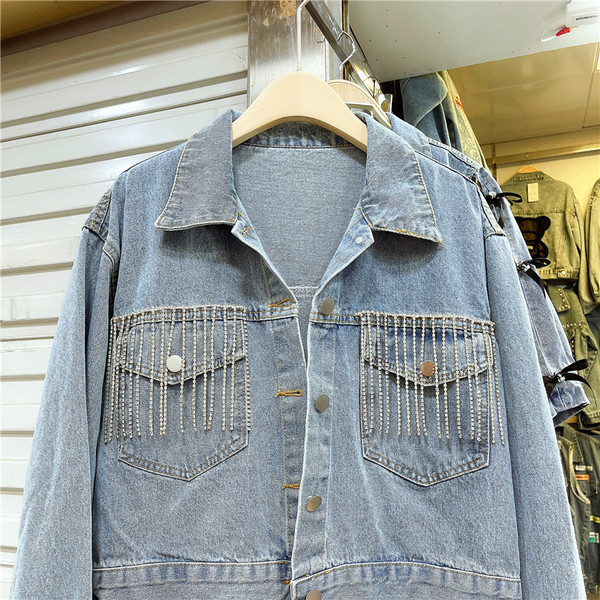 Alkalmi női farmerdzseki kék színben