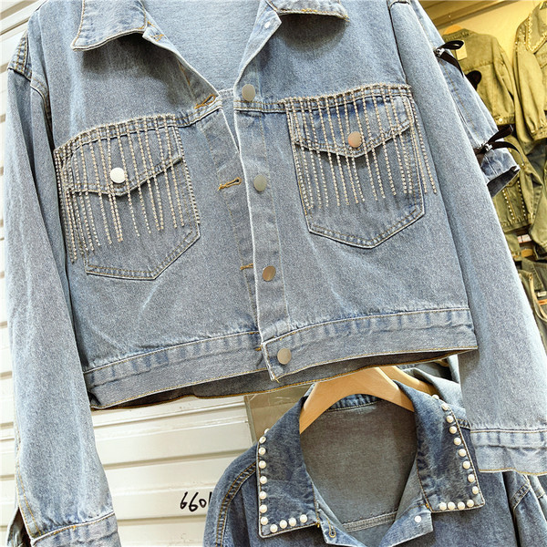 Alkalmi női farmerdzseki kék színben