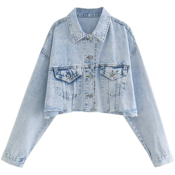 Rövid farmer dzseki gombokkal és zsebekkel