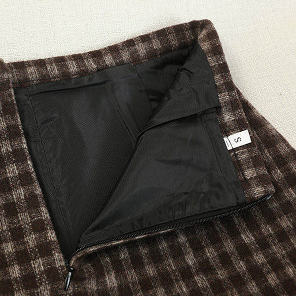 Карирана дамска къса пола-с висока талия