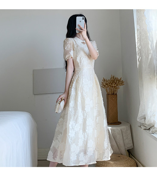 Дамска ежедневна рокля с обло деколте и къс ръкав