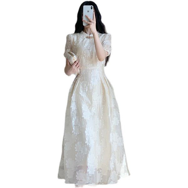 Дамска ежедневна рокля с обло деколте и къс ръкав