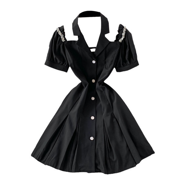 Csupasz vállú női ruha gombokkal több színben