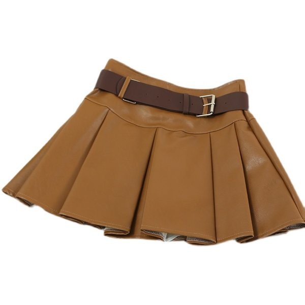 Bőr női szoknya övvel
