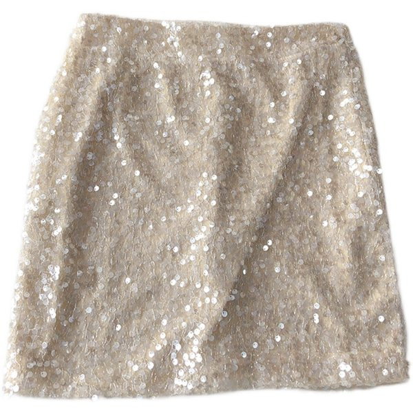 Fényes női szoknya flitterekkel, magas derékkal