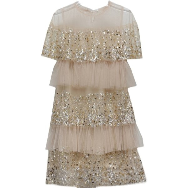 Formális női ruha ovális nyakkivágással és rövid ujjakkal