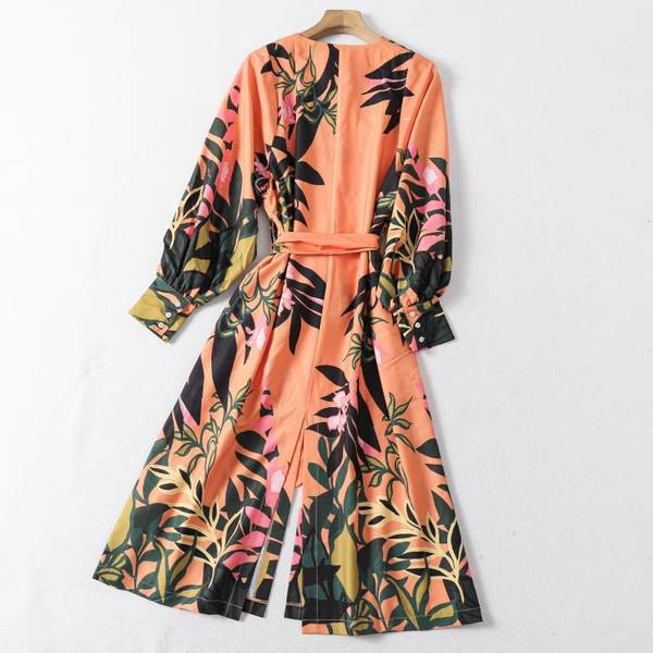 Hosszú őszi ruha virágmintával