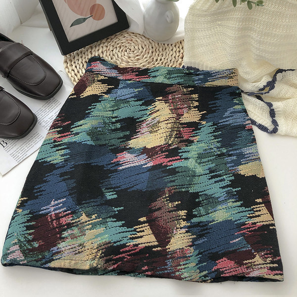 Női színes szoknya, magas derekú-retro fazonnal