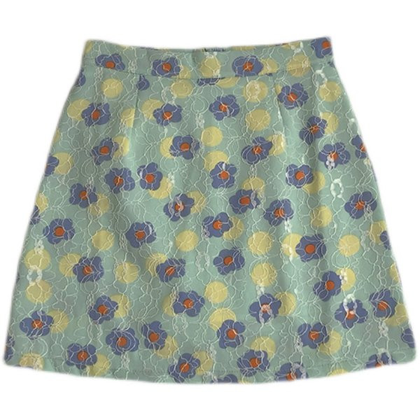 Új modell szoknya virágos motívumokkal, magas derékkal