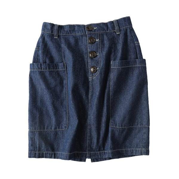 Lezser farmerszoknya gombokkal és zsebekkel