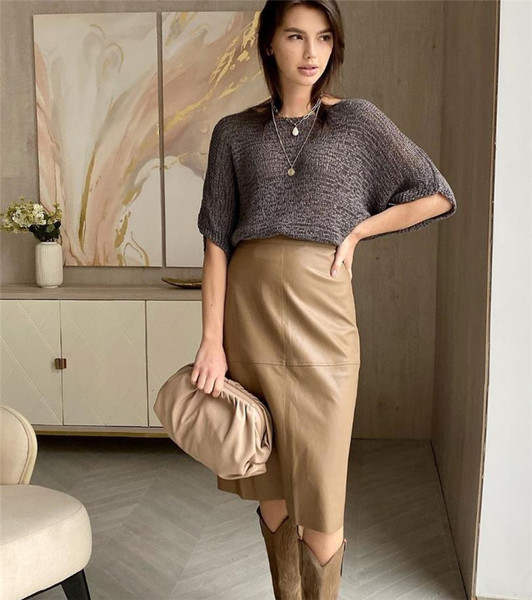 Modern hosszú szoknya eko bőrből