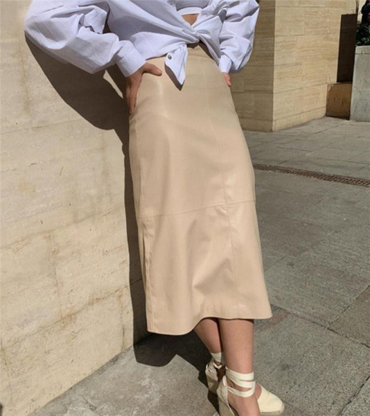 Modern hosszú szoknya eko bőrből