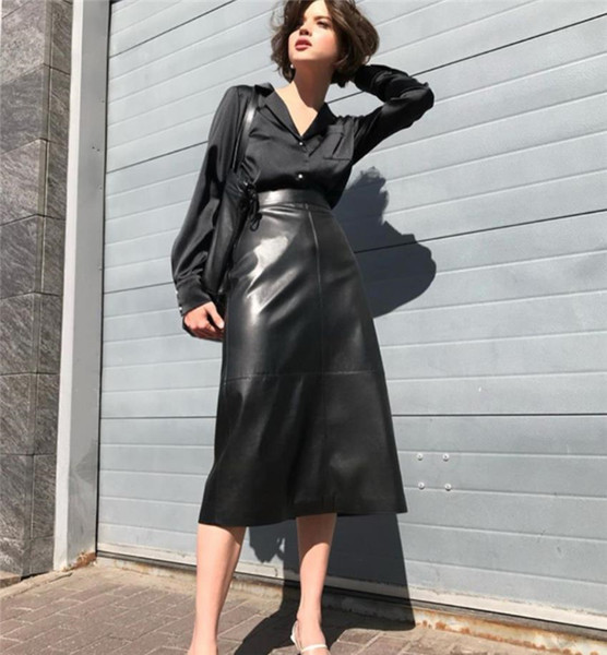 Modern hosszú szoknya eko bőrből