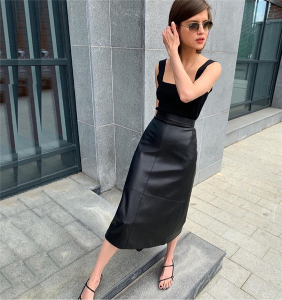 Modern hosszú szoknya eko bőrből