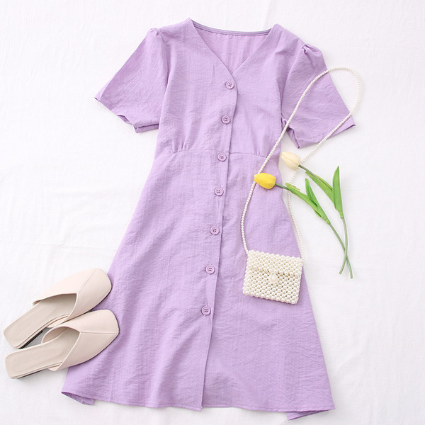 Alkalmi női ruha gombokkal és rövid ujjú - többféle színben