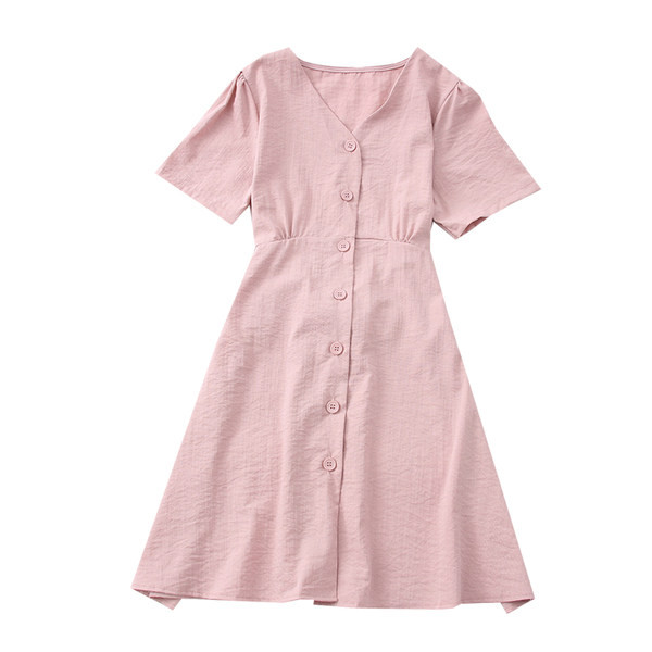 Alkalmi női ruha gombokkal és rövid ujjú - többféle színben